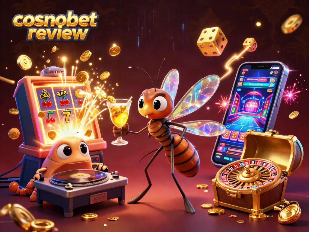Experience the thrilling cosmobet review with energetic casino elements and vibrant characters.