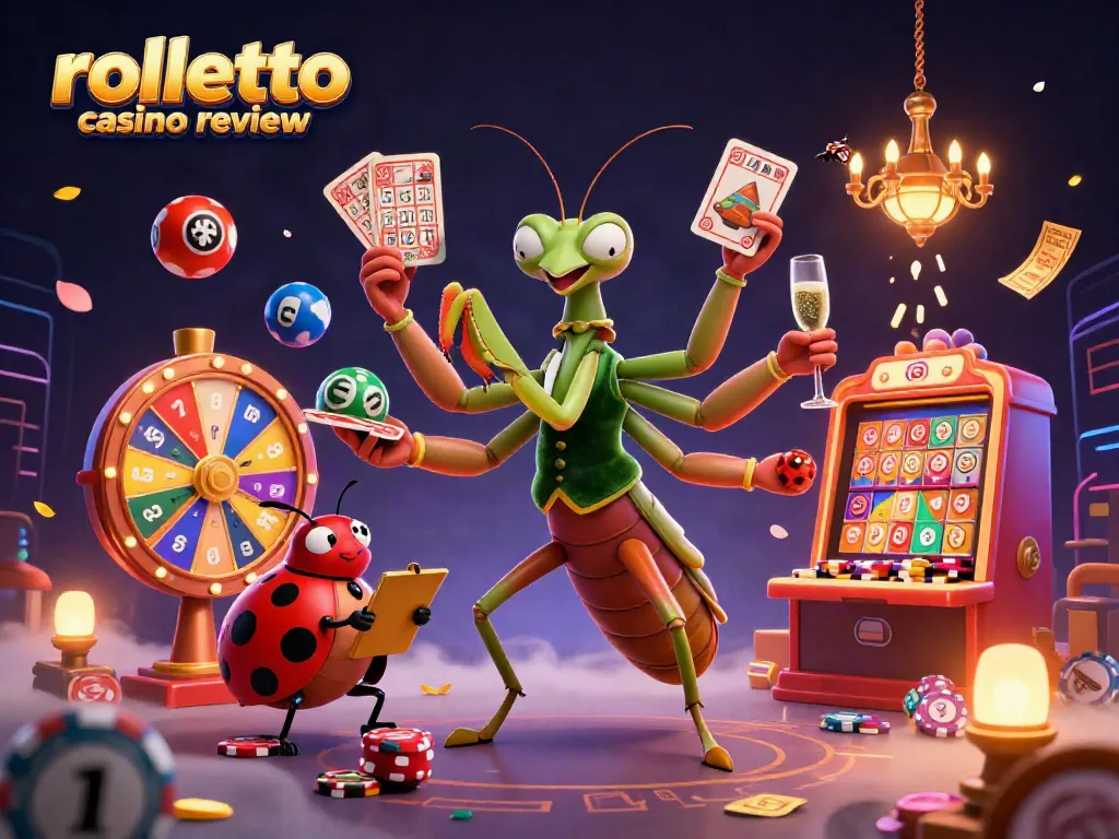 Engaging rolletto casino review illustration showcasing casino elements with a dynamic scene.