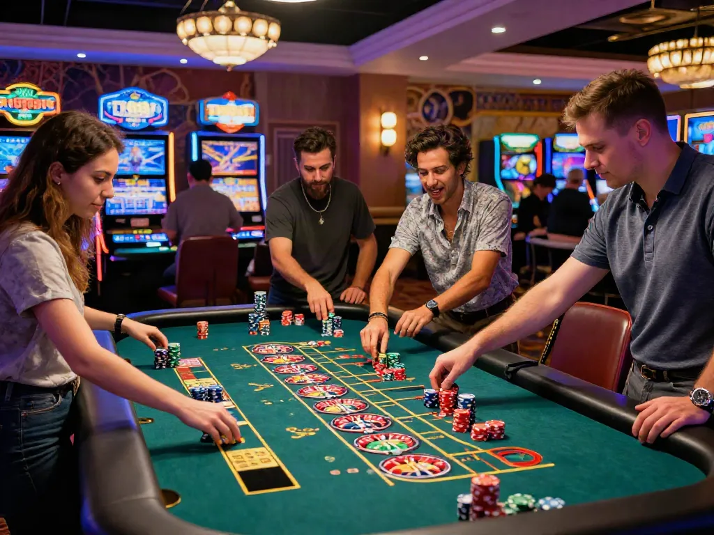 Engaging casino gaming scene at TX88 with players at the roulette table.