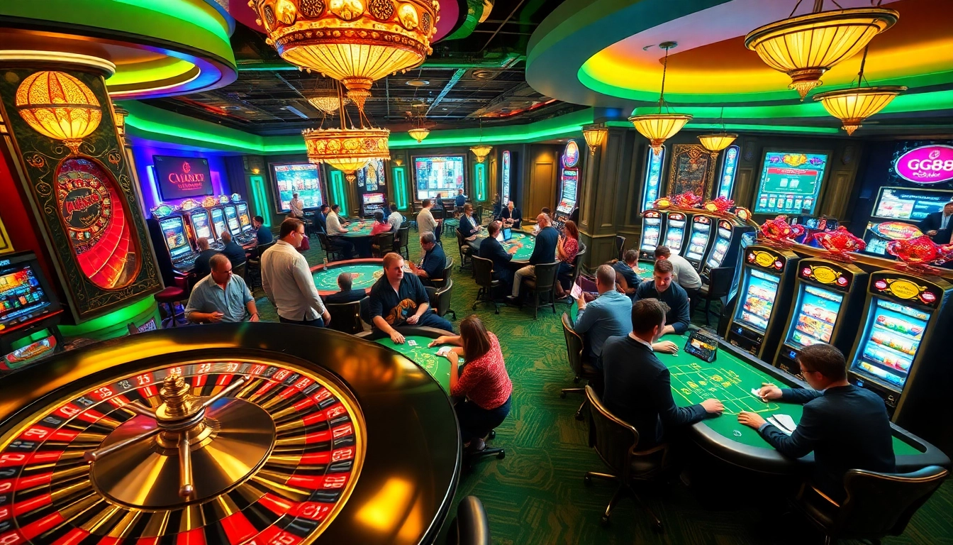 Players enjoying classic casino games at GG88, showcasing poker chips and roulette excitement.