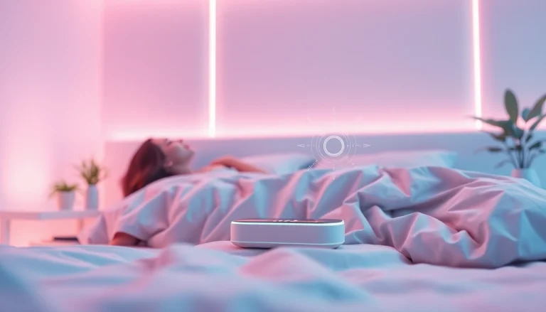AI sex interaction in a futuristic bedroom with ambient lighting and advanced tech elements.