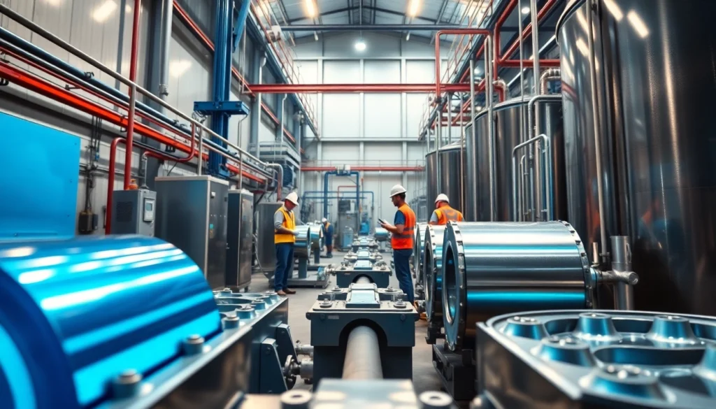 Zinc plating Malaysia: A professional plating facility showcasing blue zinc-plated components and advanced machinery.