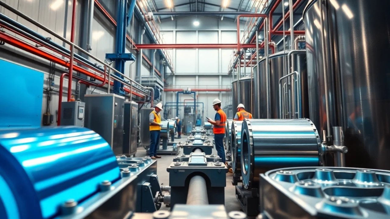 Zinc plating Malaysia: A professional plating facility showcasing blue zinc-plated components and advanced machinery.