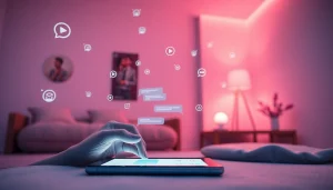 Engaging with an AI chatbot in a modern digital space focused on sex ai conversations.