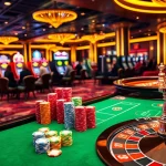 Engaging scene of poker action with colorful chips at https://xx88.boats/ highlighting a casino atmosphere.