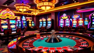 FLY888 players experiencing exciting roulette action in a luxurious casino setting.