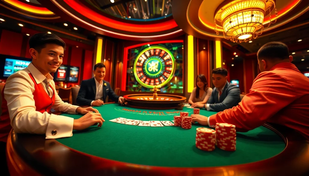Experience the thrill of nhà cái 789P with vibrant casino tables and exciting gambling actions.