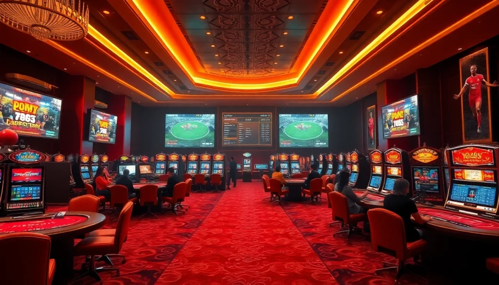 Exciting online gambling scene at luckywin.name with luxurious gaming setup.