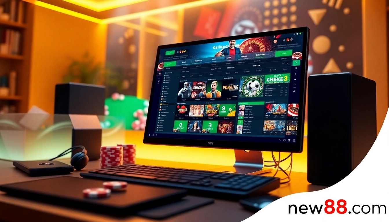 Engaging gaming scene at new88go.com with vibrant colors and modern setup.