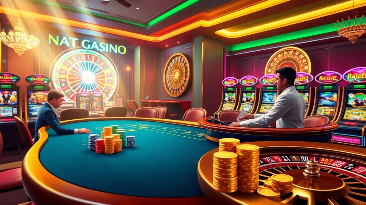 Exciting gambling action at nhà cái mm88, showcasing a lively casino table with poker players and colorful chips.