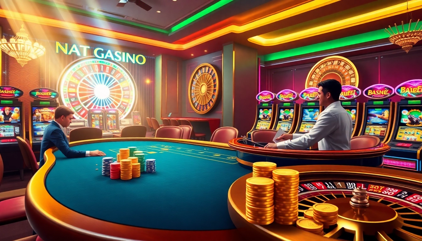 Exciting gambling action at nhà cái mm88, showcasing a lively casino table with poker players and colorful chips.