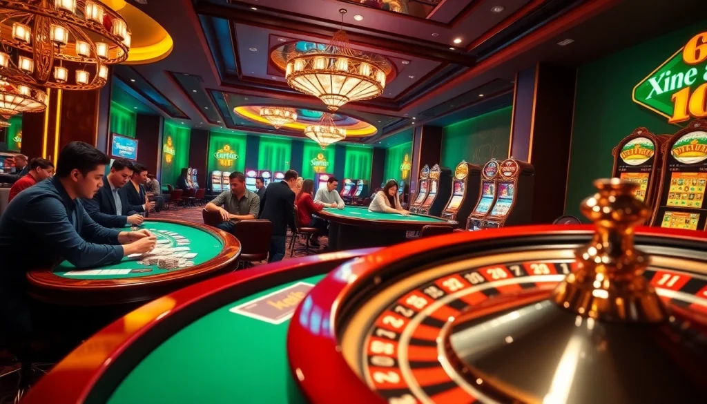 Excited players at the xin88it casino engaging in high-stakes poker and roulette gaming