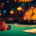 Win79 nhận thưởng displayed at an exciting casino gaming table filled with poker chips and cards.