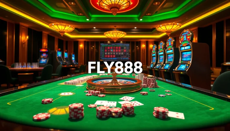 Experience thrilling gameplay at FLY888 with vibrant casino elements and professional betting atmosphere.