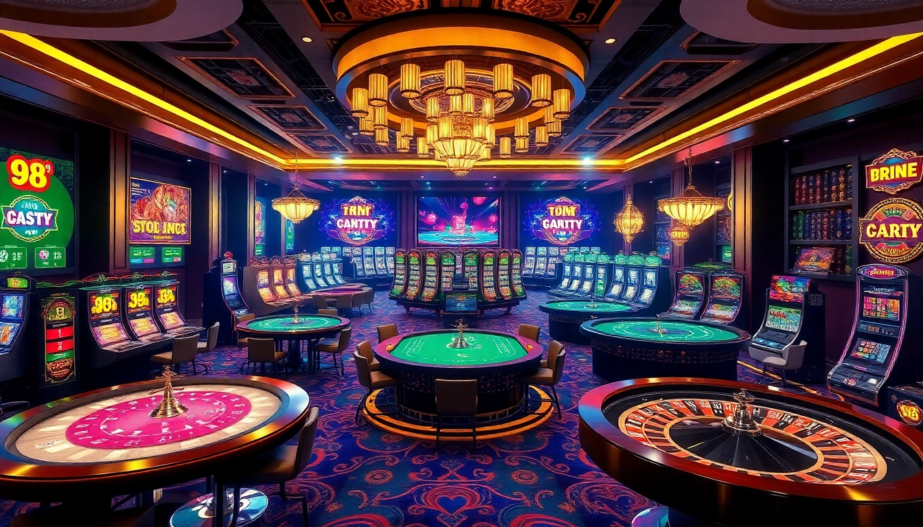 Experience the thrill of 98Win with vibrant casino elements and high-stakes gaming excitement.