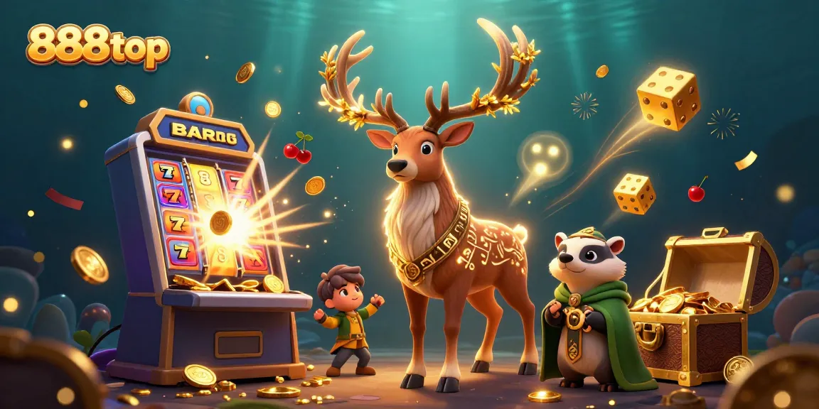Experience the excitement of 888top with a vibrant 3D slot machine jackpot and magical characters.