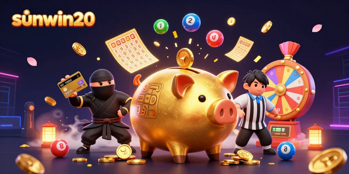 Join the excitement at sunwin20 with this vibrant 3D illustration showcasing dynamic lottery characters.