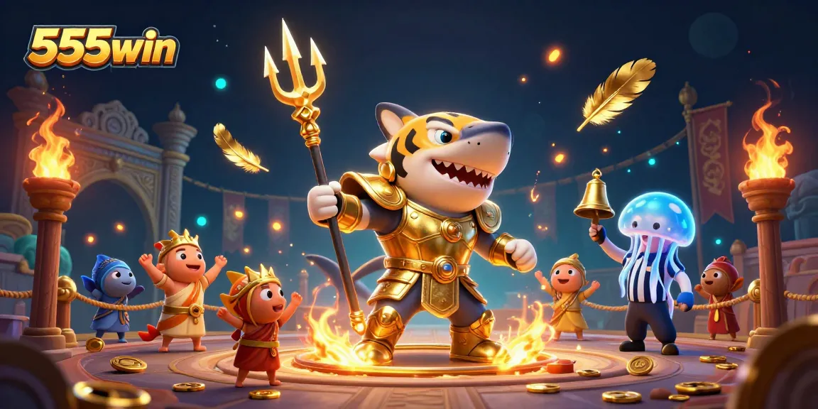 Join thrilling action at 555win with an underwater battle featuring a gladiator shark.