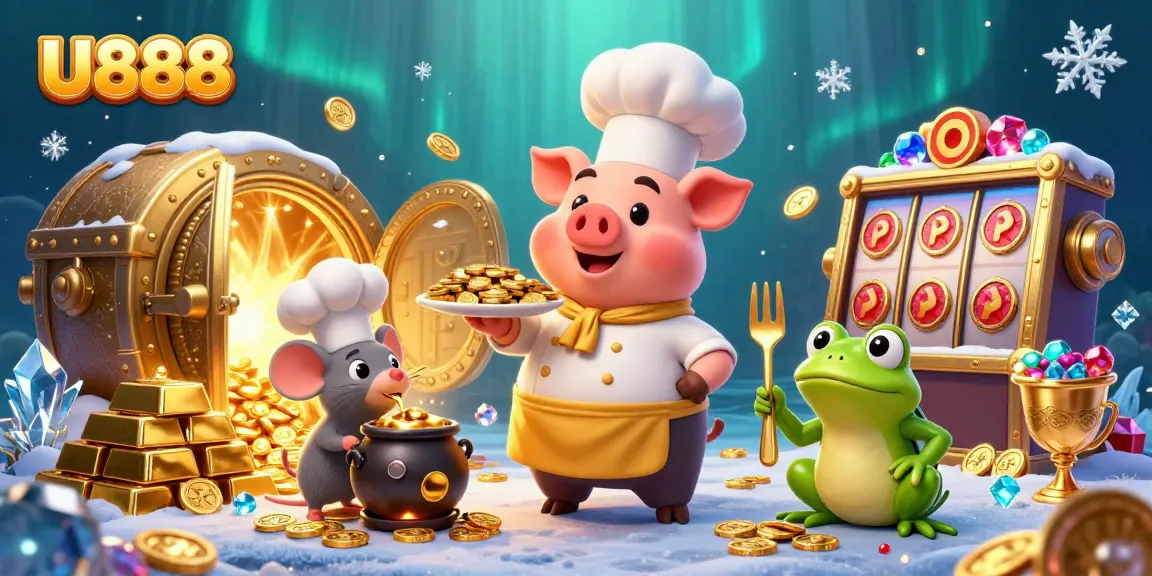 U888 offers exciting gaming experiences as a chef pig serves gold coins and games excel.